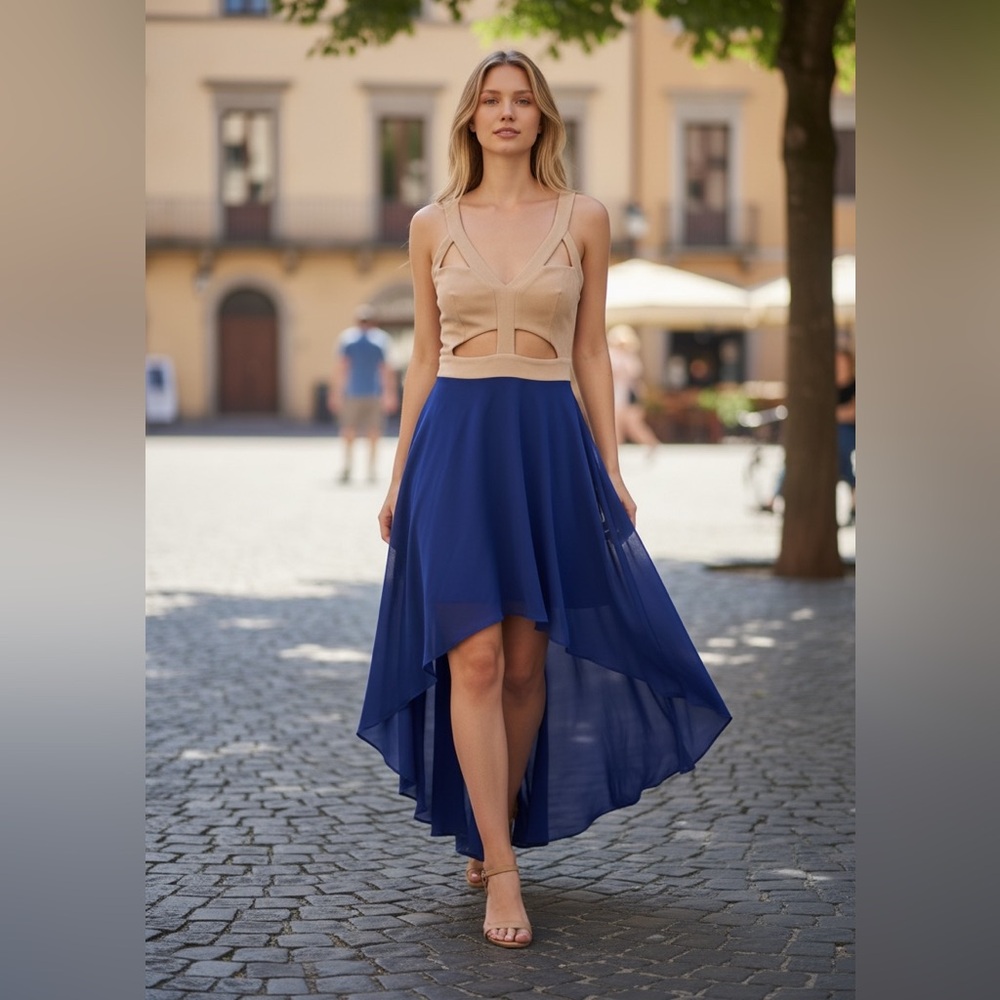 L'atiste Sleeveless High-Low Dress with Front Cut Out Size M Festival Club Party